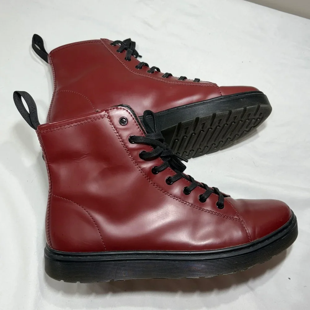 Dr. Martens Mayer Boots Mens 11 Cherry Red Lace Up Lightweight AW004 SK 11 N